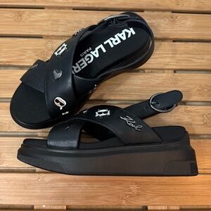 New Karl Lagerfeld Black Platform Sandal